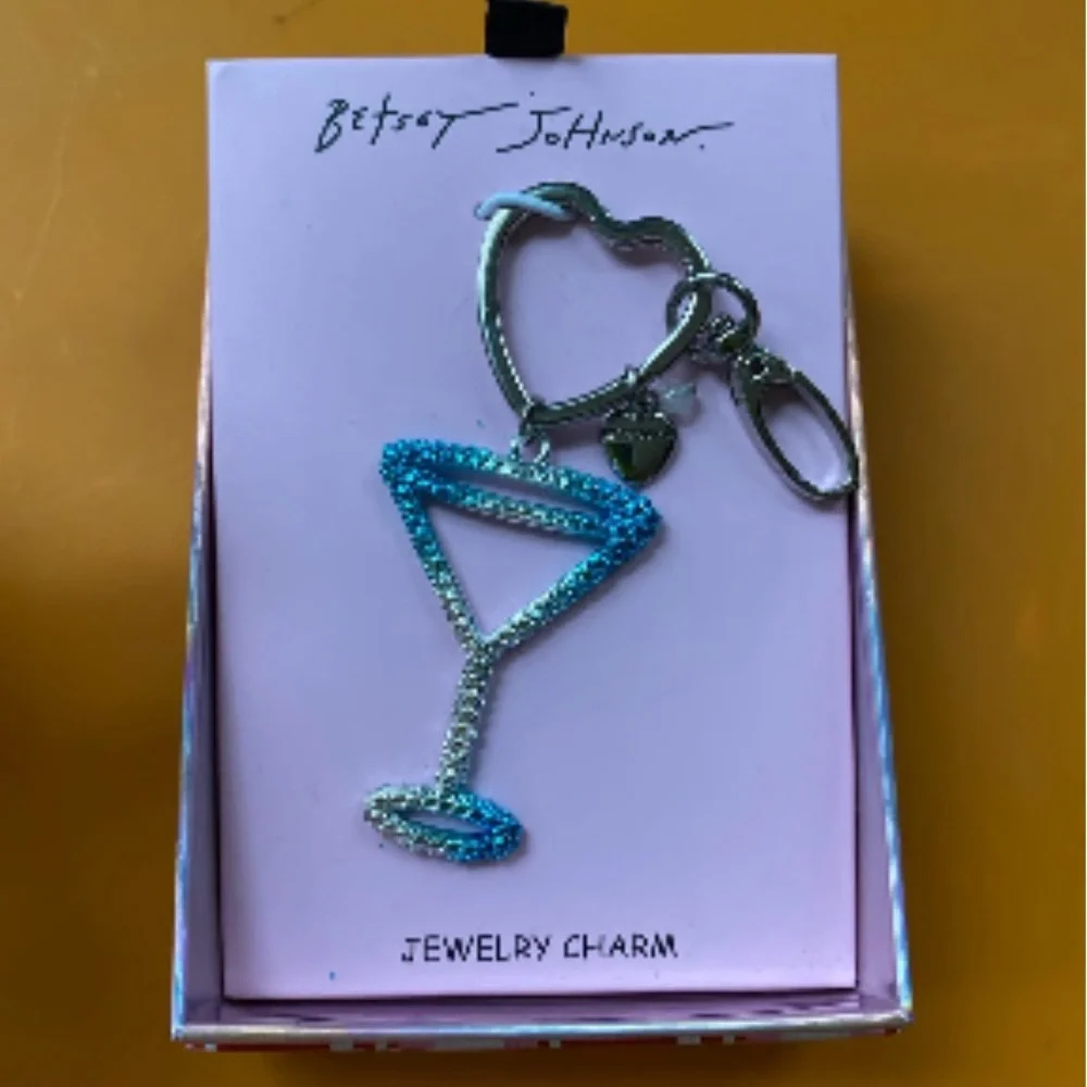 Betsey Johnson Blue & Silver Ombre open Frame Martini Bag Charm/Key Ring